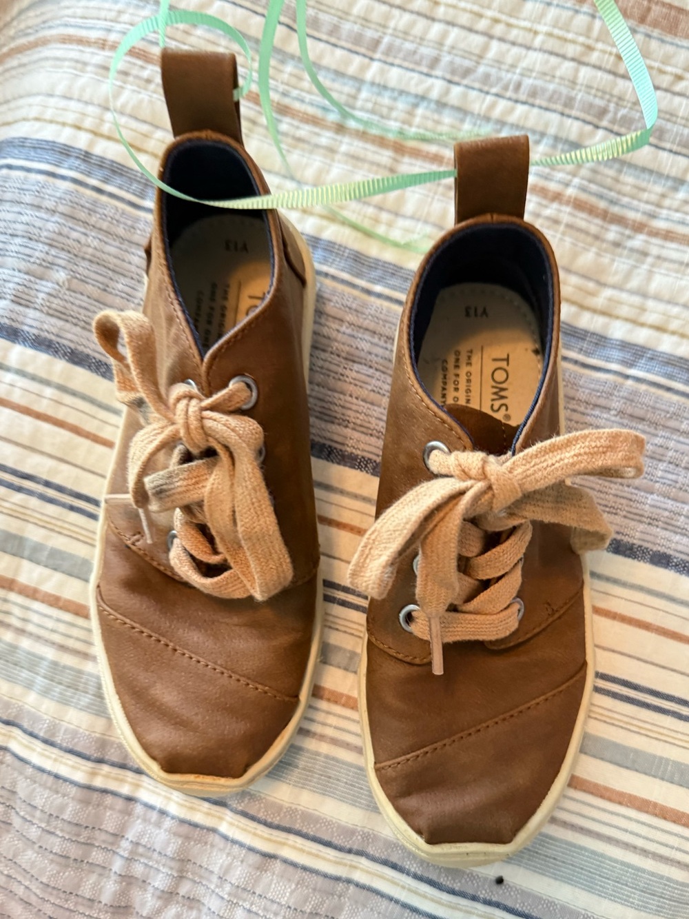 TOMS Brown High-Top Sneakers with Cream Laces
